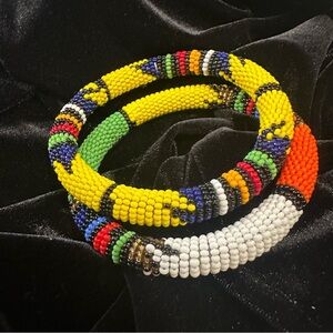 NEW Set of Two Handmade Beaded Bracelets. Masai. Bought in Africa, July 2025